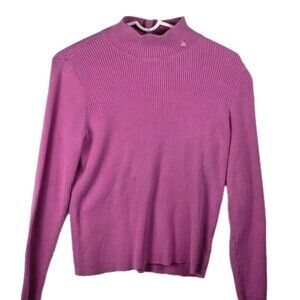 Ralph‎ Lauren Turtleneck Women's XL Pink Ribbed Knit Stretch Sweater